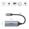 Tinklo adapteris Unitek U1312A, USB-C į RJ45, Gigabit Ethernet, pilka, 0,5 m kabelis