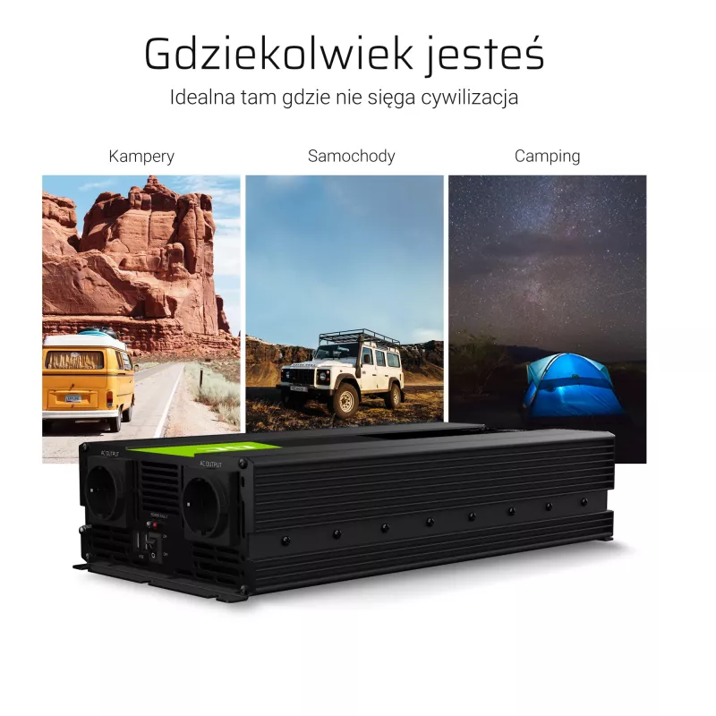 Green Cell INV11 keitiklis/inverteris automobilinis 2000 W juodas