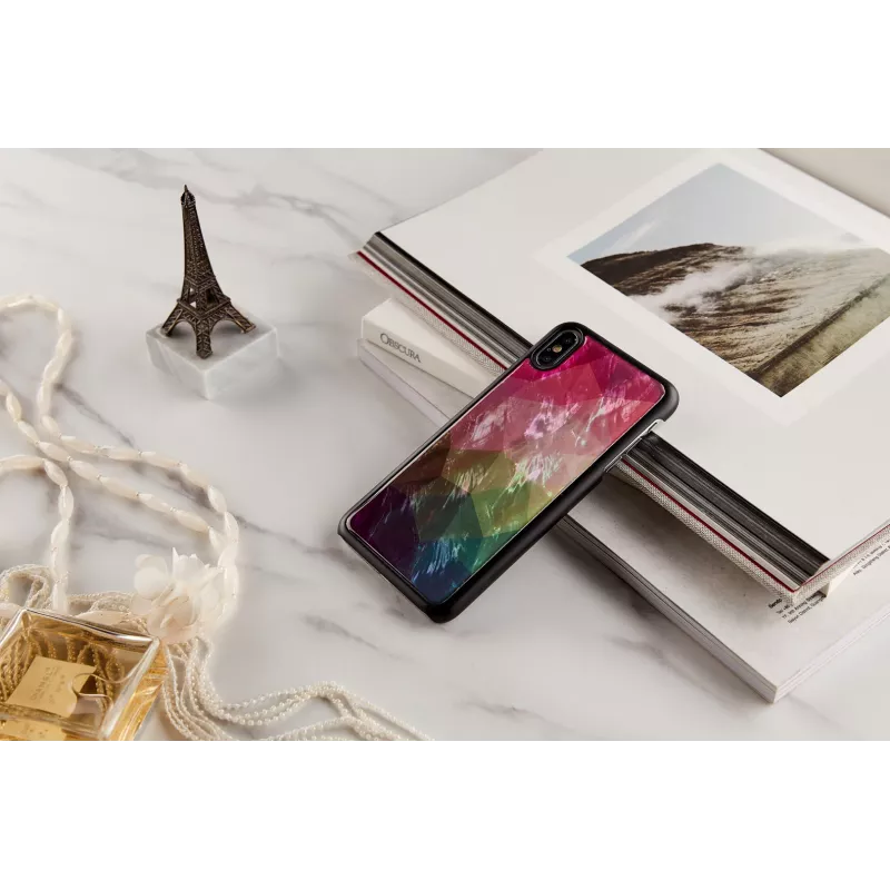 Apsauginis dėklas iPhone XS Max iKins — vandens gėlės raštas, juodas