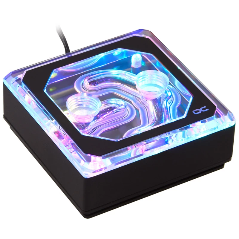 Alphacool 11992 vandens blokas – Acetalas – Akrilas – Aliuminis – Žalvaris – Varis – Nikelis – Nerūdijantis plienas – Juodas – Skaidrus – 1/4 colio – 60 °C – 0,8 baro