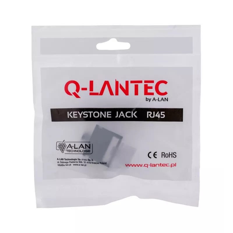 Keystone modulis A-LAN MKB-U6-1 — RJ45 U/UTP Cat6, 22/26 AWG, juodai baltas ABS korpusas