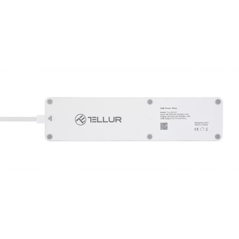 Tellur išmanusis WiFi maitinimo blokas su 3 kištukiniais lizdais ir 4 USB prievadais (4 A)