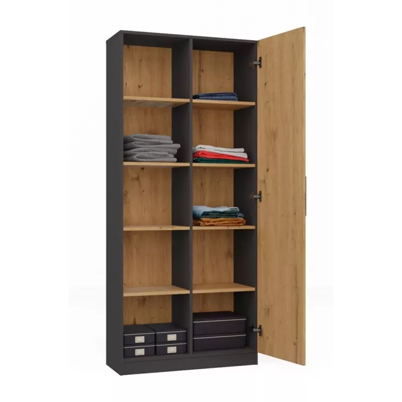 Viršutinė spintelė biurui Topeshop RD-80 ANT/ART KPL, 10 lentynų, medžio drožlių plokštė, 800×300×1820 mm