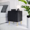 Naktiniai staleliai 2 vnt. cama meble JUNGLE — 53,5×40,5×44 cm, juoda matinė MDF/medžio drožlių plokštė, auksinės kojelės