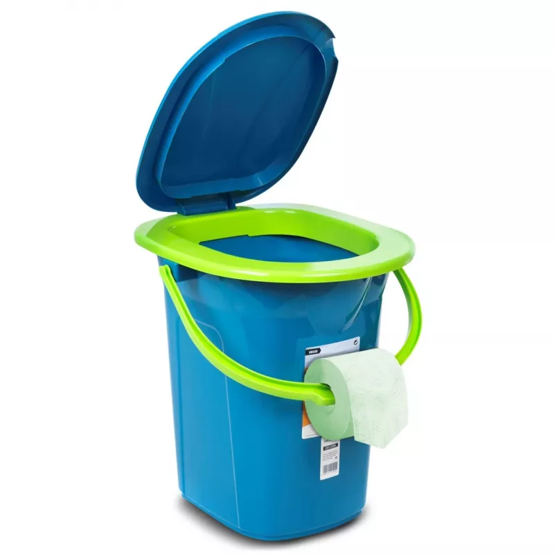 GreenBlue GB320BL nešiojamas kelioninis tualetas su kibirėliu, sėdyne, dangčiu ir rankena, 19 l