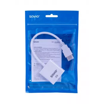 Savio CL-27B vaizdo kabelio adapteris 0,1 m HDMI A tipas (standartinis) VGA (D-Sub) Baltas