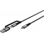 USB-C įkrovimo laidas WENTRONIC Goobay 2in1, 2 m, ypač patvarus, Space Grey/Silver