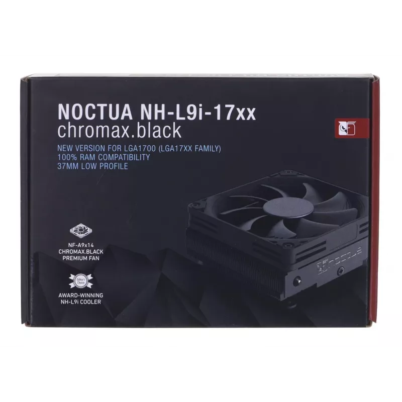 CPU aušintuvas Noctua NH-L9I-17XX chromax.black – žemo profilio aušintuvas LGA1700, 92 mm ventiliatorius, 37 mm aukštis