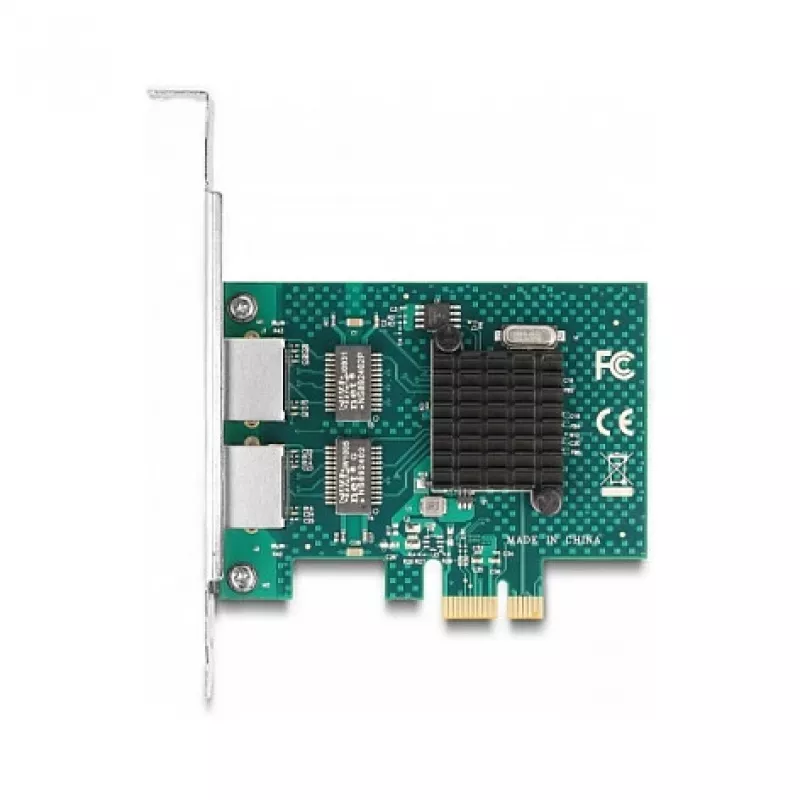DeLOCK PCI Express x1 kortelė su 2 x RJ45 Gigabit LAN BCM pilka