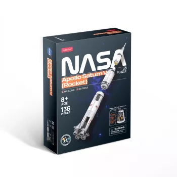 3D dėlionė Cubicfun Apollo Saturn Rocket modelis – mokomasis surinkimo rinkinys