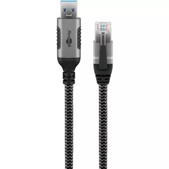 Wentronic goobay USB-A į RJ-45 tinklo kabelis 1,0 m CAT 6 FTP USB 3.0 pintas juodas/sidabrinis (70299)