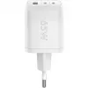 USB-C greitasis įkroviklis Nano, PD, GaN, 65 W (baltas, 1x USB-A, 2x USB-C PD, Charge 3.0)