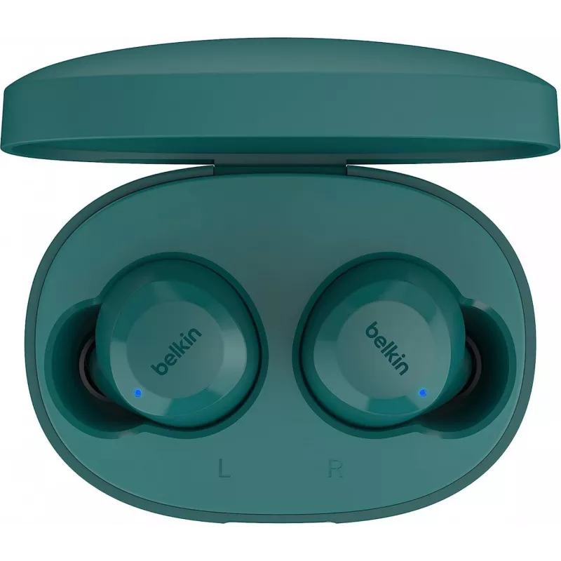 Belkin SoundForm Bolt AUC009btTE visiškai belaidės kišamosios ausinės su mikrofonu, žalsvai mėlynos