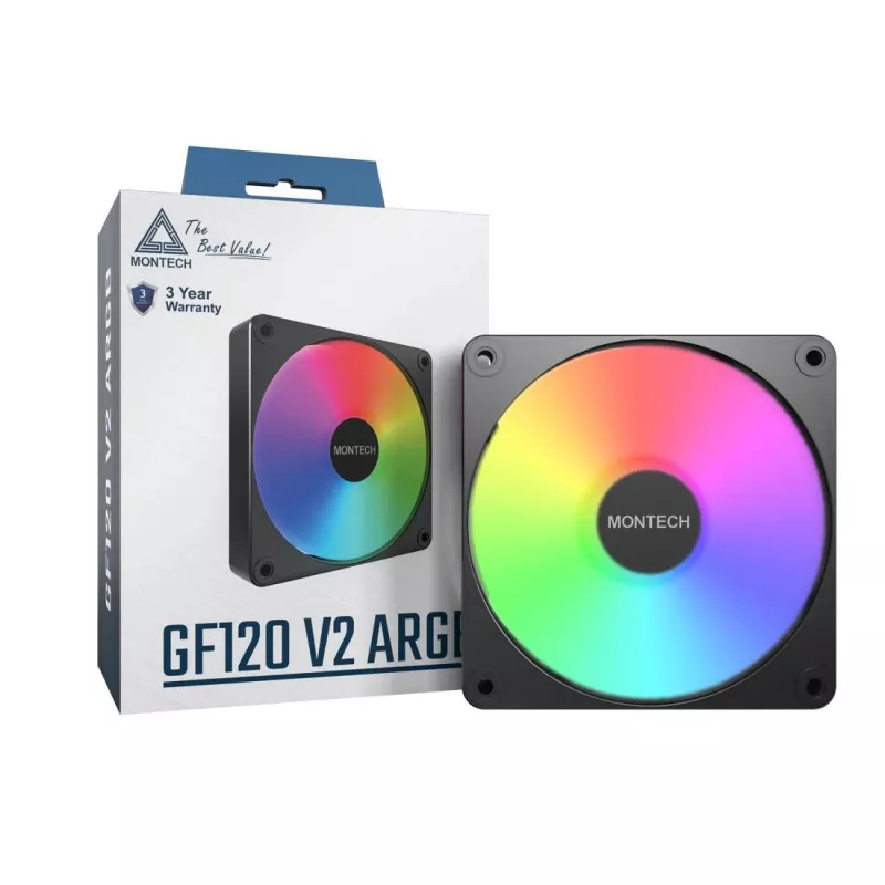 Montech GF120 V2 ARGB 120 mm kompiuterio korpuso ventiliatorius juodas 1 vnt.