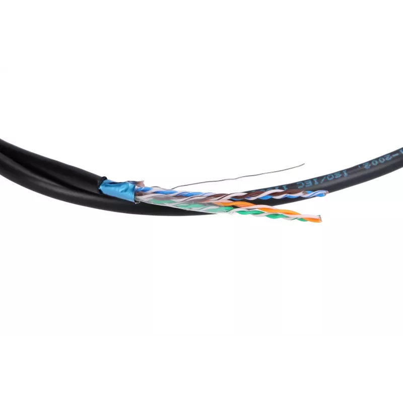 Tinklo kabelis Extralink vytos poros CAT5E FTP (F/UTP) V2 lauko 305M juodas