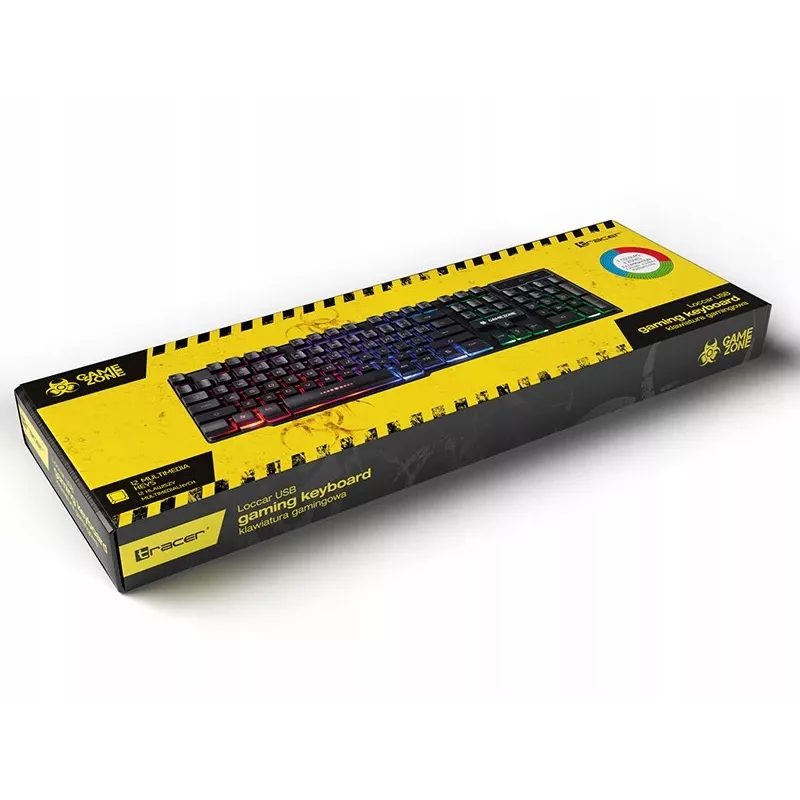 Tracer TRAKLA46651 LoCCar žaidimų klaviatūra, USB, membraniniai mygtukai, 3 zonų RGB foninis apšvietimas, juoda