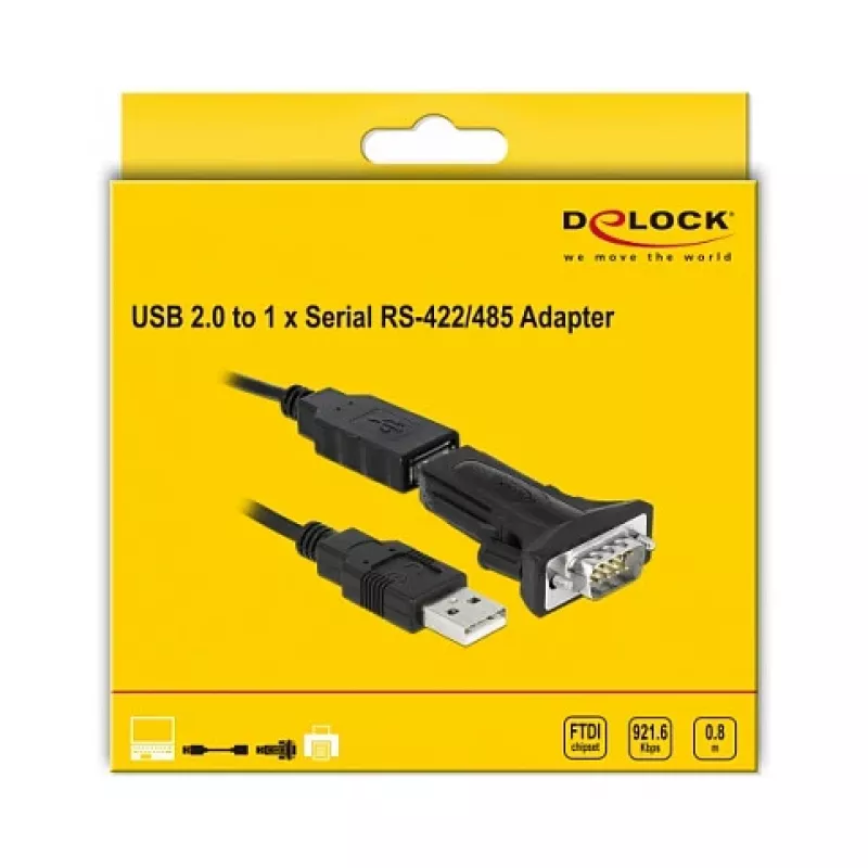 Serijinis kabelis DeLOCK 66286 USB Type-A DB-9 juodas 0,8 m