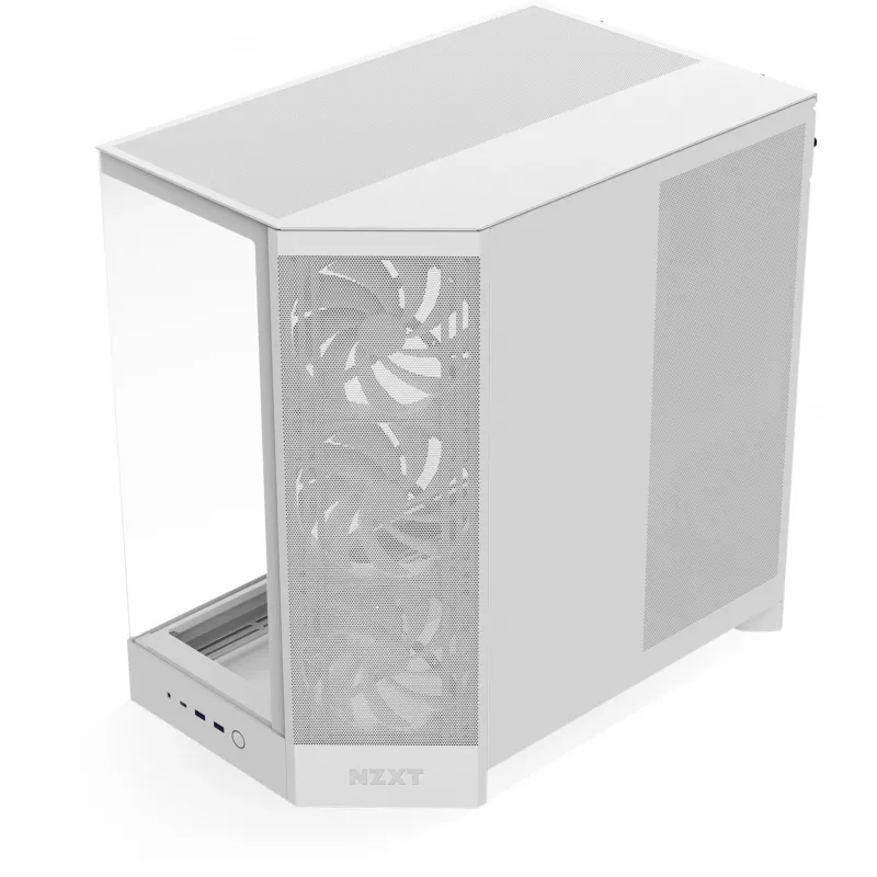 PC korpusas NZXT H9 Flow Midi Tower Baltas — ATX/EATX/Micro ATX/Mini-ITX, 3x140mm priekyje, 1x120mm gale, 2x3,5 colio ir 6x2,5 colio vietos, grūdintas stiklas