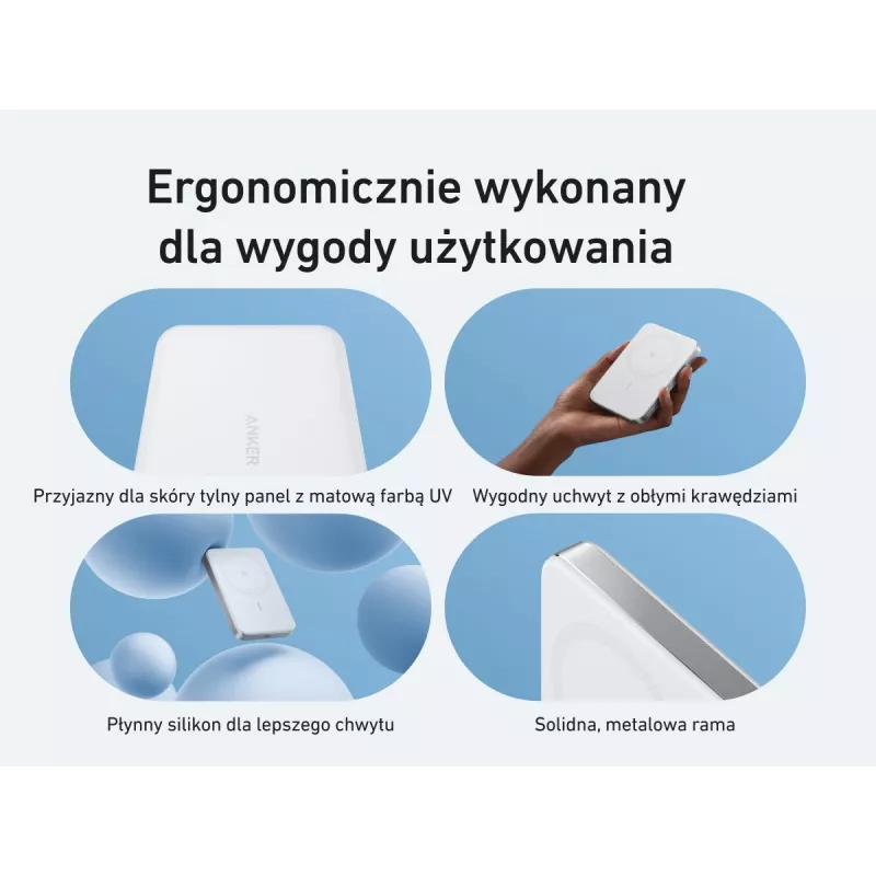 Anker MagGo Power Bank 10K belaidžio įkrovimo baterija 10000 mAh, balta