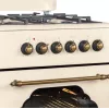Dujinė-elektrinė viryklė MPM MPM-56-KRM-14, 56 cm, 4 dujiniai degikliai, elektrinė orkaitė, kreminė