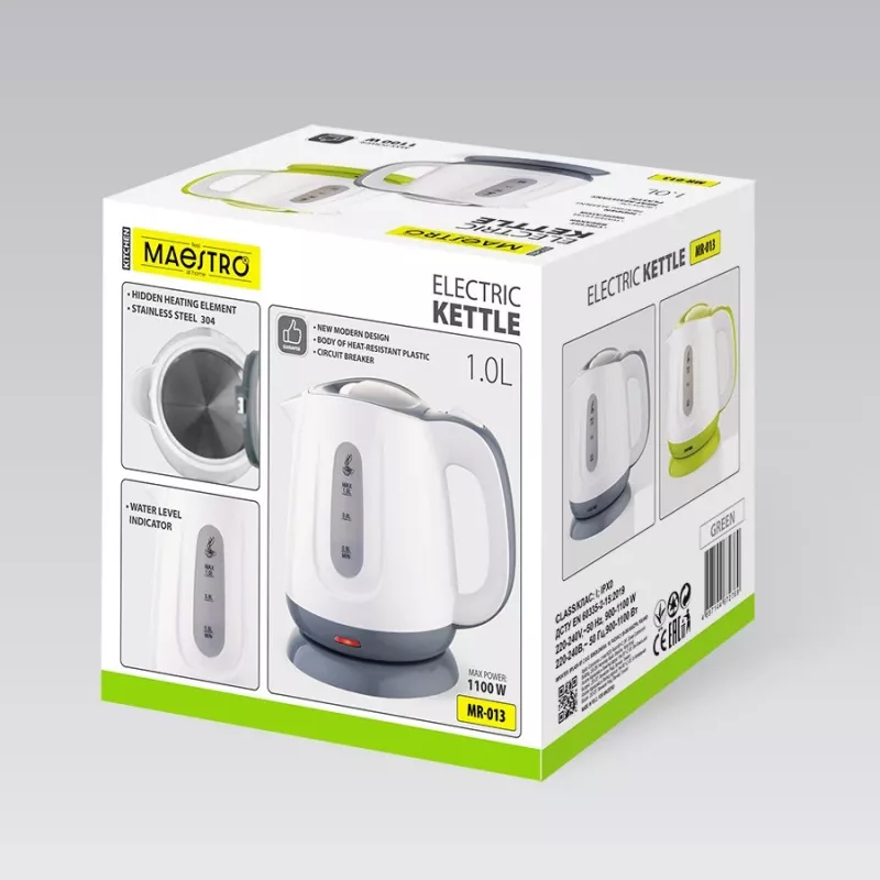 Elektrinis virdulys MAESTRO MR013 1 L 1100 W (MR-013-GREEN) Žalia, Balta