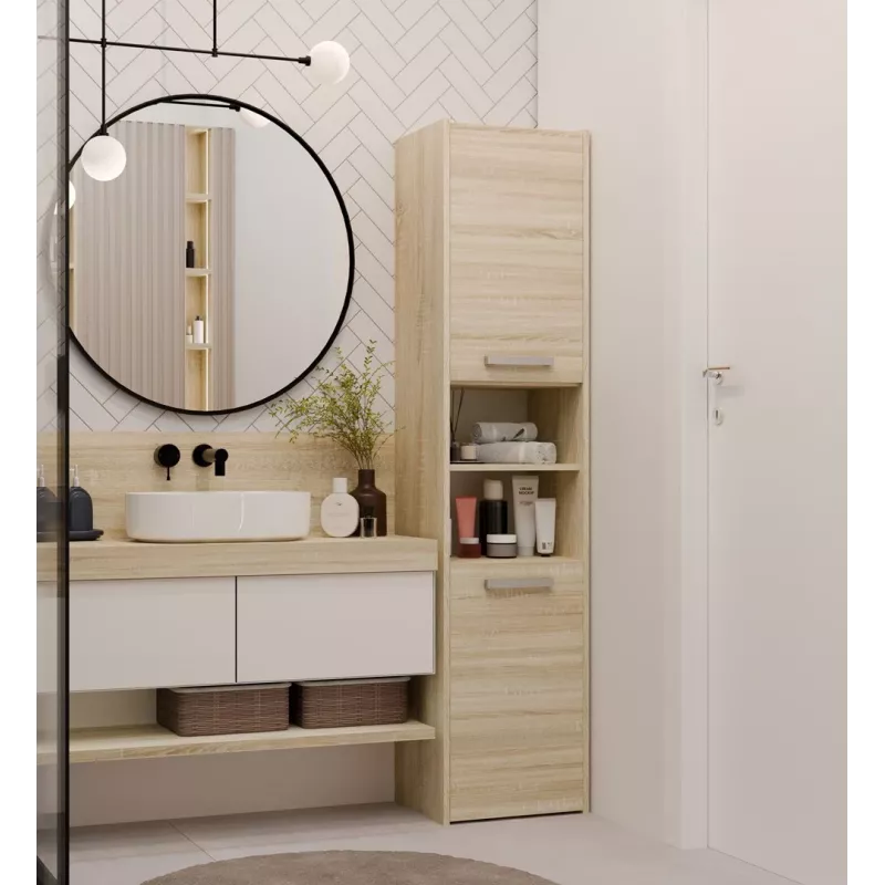 Vonios kambario lentyna spinta S40 SONOMA ąžuolinis rėmas, laisvai pastatoma, 6 lentynos, 400×300×1700 mm