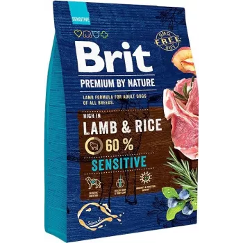 BRIT Premium by Nature Sensitive Ėriena su ryžiais – sausas šunų ėdalas – 3 kg