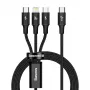 Baseus Rapid 3-in-1 USB laidas 1,5 m USB A / USB-C, Micro USB, Lightning juodas