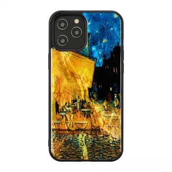 Apsauginis telefono dėklas iKins, skirtas Apple iPhone 12 Pro Max, juodos spalvos Cafe Terrace