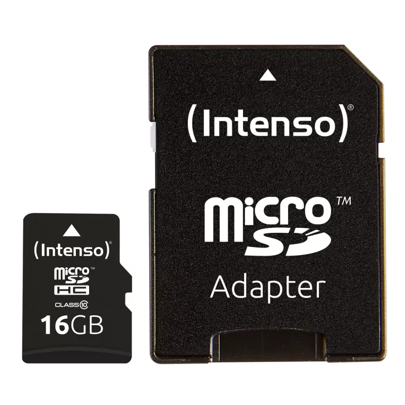 INTENSO atminties kortelė Micro SDHC 16GB Class 10 su adapteriu 3413470