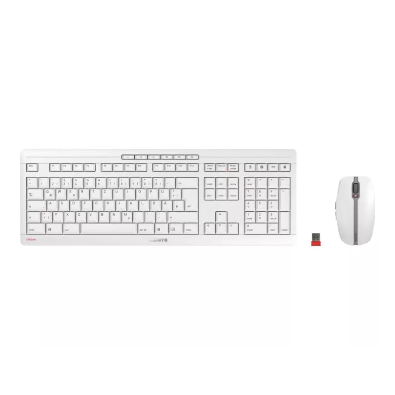 CHERRY Stream Desktop belaidė klaviatūra su pele, RF, QWERTZ, balta