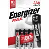 Energizer Batteries Alkaline Max AAA LR03, 4 vnt., Eko pakuotė