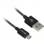 USB 2.0 laidas, USB-A kištukas > Micro-USB kištukas (juodas/pilkas, 0,5 m, pintas)