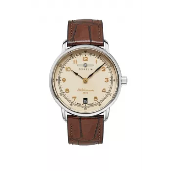 Rankinis laikrodis Zeppelin Mediterranee 96415, analoginis, 36 mm nerūdijančio plieno korpusas, odinis dirželis