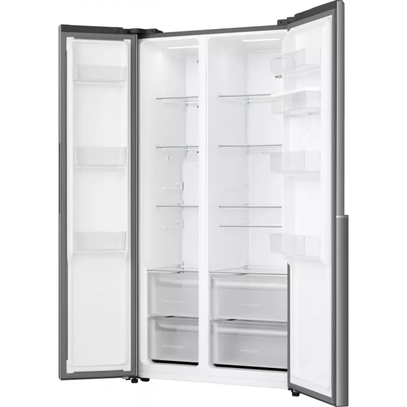 Gorenje HZF55082 NRS917E41XWD G400 – Laisvai pastatomas amerikietiškas šaldytuvas su šaldikliu, pilkas, 541 L, LED apšvietimas