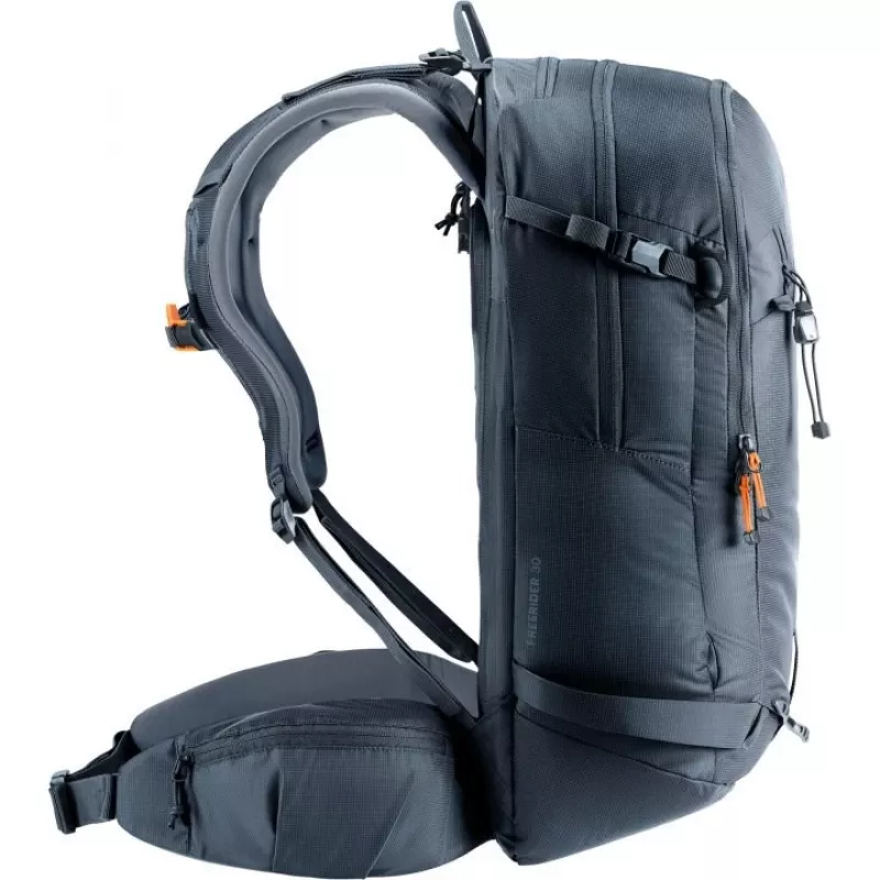 Kuprinė DEUTER Freerider Pro 34+ – techninė freeride slidžių žygiams, 34 L, juoda, šalmo laikiklis, diržas