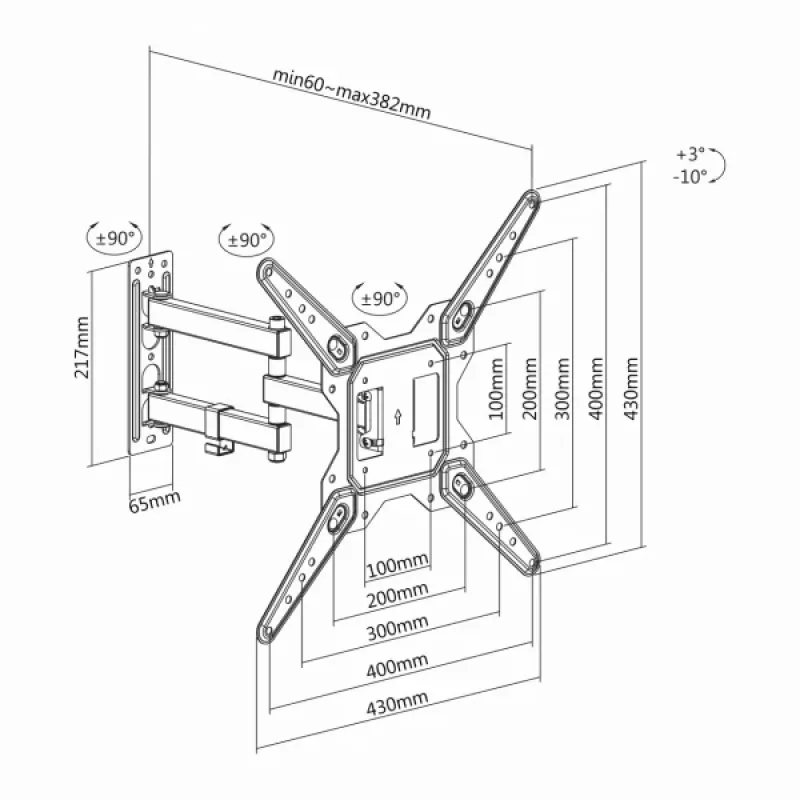 Sbox LCD-443 sieninis laikiklis (23-55 col./30kg/400x400)