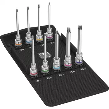 Wera 8767 C TORX HF 3 Zyklop 1/2 colio TORX lizdinių antgalių rinkinys, 9 vnt.
