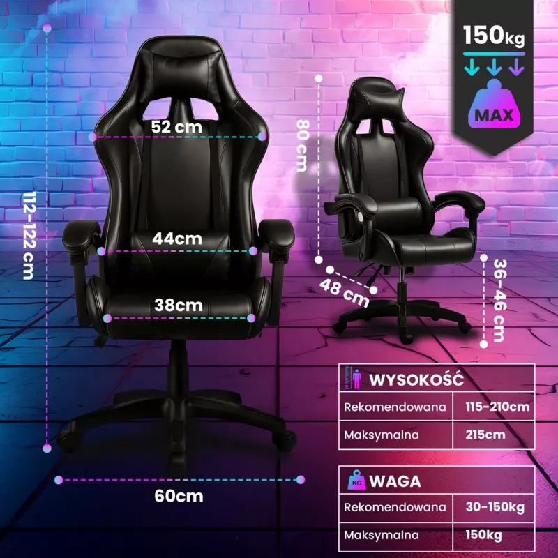 Kėdė žaidimams Extralink Gaming G-524, juoda