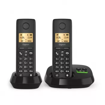 Belaidis analoginis/DECT telefonas Gigaset PURE 100A Duo – 2 rageliai, garsiakalbis, skambučio numerio rodymas, 1,5 colio ekranas, juodas
