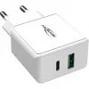 ANSMANN HC218PD - maitinimo blokas - 18 W - 3000 mA - PD, QC 3.0 - 2 išvesties prievadai (USB, USB-C) - baltas (1001-0111)