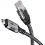 Ethernet laidas USB-C 3.2 Gen2 kištukas > RJ-45 kištukas, LAN adapteris juodas/sidabrinis, 2 metrai, pintas tekstilinis apvalkalas