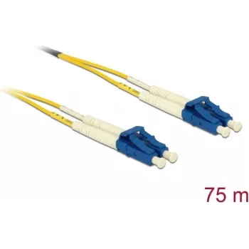 DELOCK InfiniBand / šviesolaidinis kabelis 75 m OS2 2x LC į 2x LC, 9 µm, geltonas/mėlynas