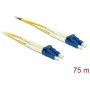 DELOCK InfiniBand / šviesolaidinis kabelis 75 m OS2 2x LC į 2x LC, 9 µm, geltonas/mėlynas