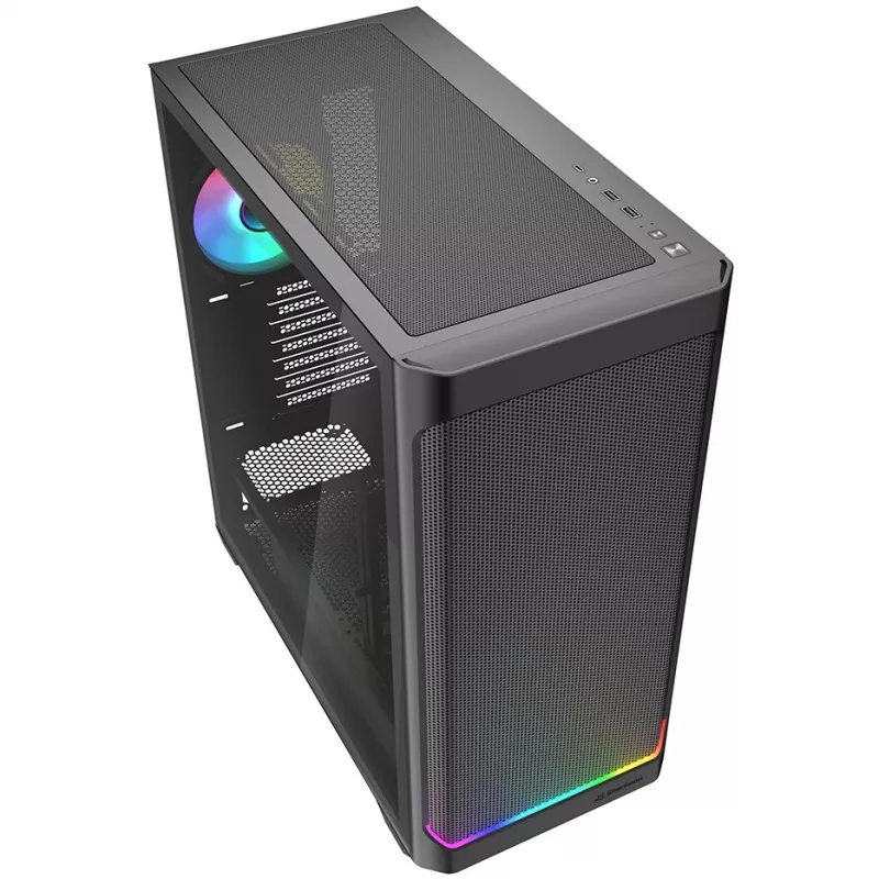 Korpusas PC Sharkoon AK4W RGB Strip Midi Tower Juodas