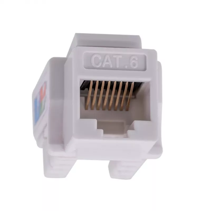 Keystone modulis LANBERG KSU6-1090, Cat6 U/UTP plokščias, RJ-45 vyriškas į LSA moterišką, AWG 22/26, 14,5×16,1 mm, baltas