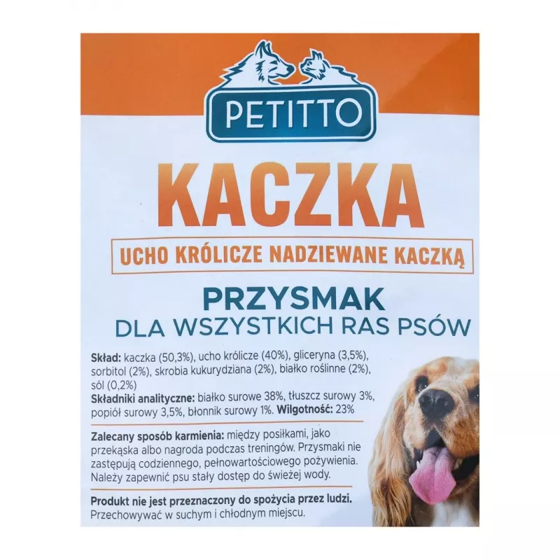 PETITTO Kiškio ausis su anties įdaru šunų skanėstai 500 g