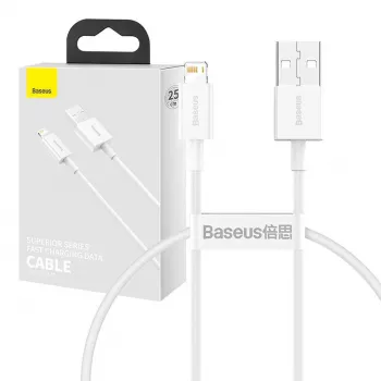 Baseus Superior Series laidas USB į Lightning, 2.4A, 0,25m (baltas)