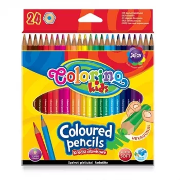 Spalvoti pieštukai Colorino Kids šešiakampiai 24 spalvos