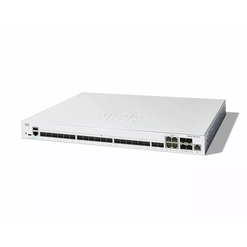 Valdomas tinklo jungiklis Cisco Catalyst C1300-24XS L2/L3, 480 Gbit/s, RJ-45/USB-C konsolė, 16 000 MAC, pilkas, 4,15 kg